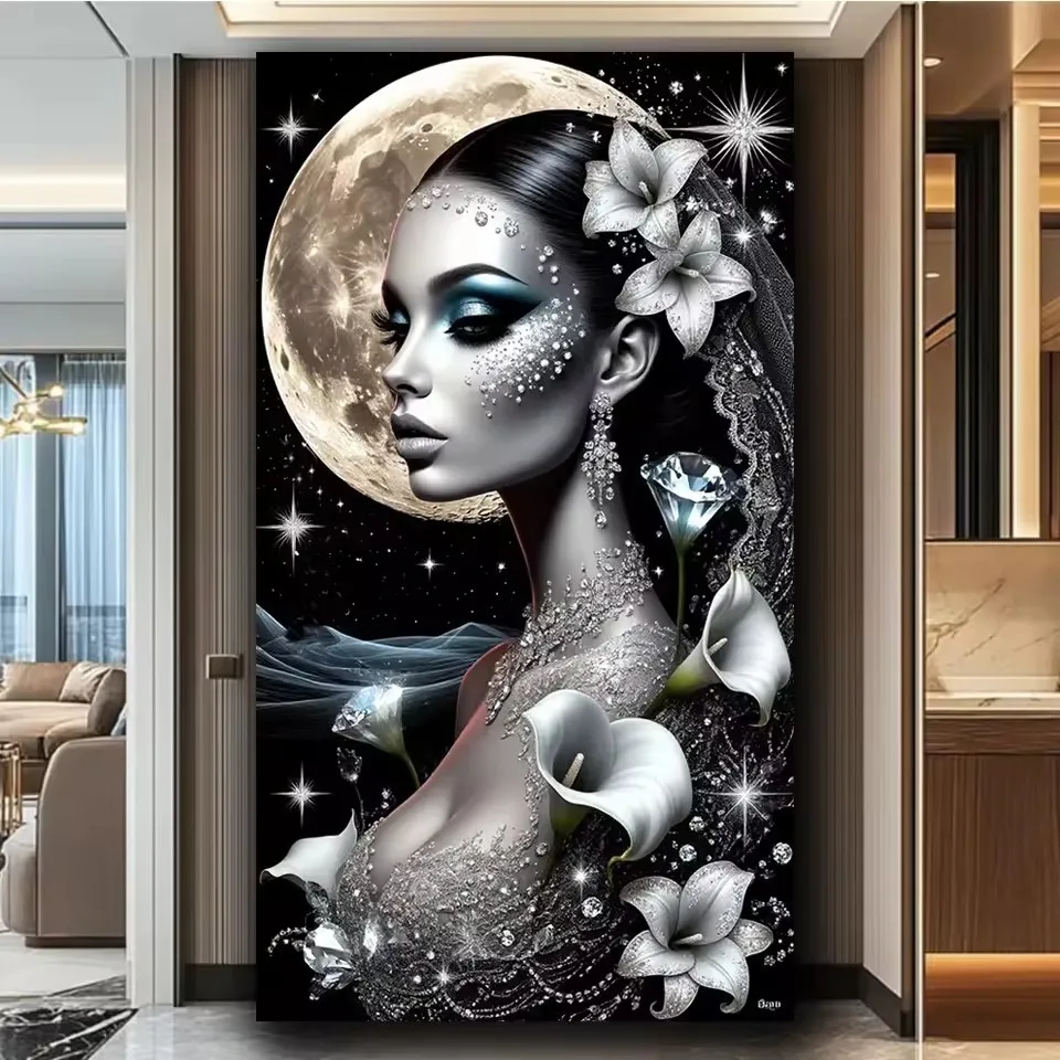 

Vibrant Vibrant Beautiful Goddess Diamond Art Painting For Living Decor, Full Round Diamond Embroidery Mosaic Cross Stitch Kits.