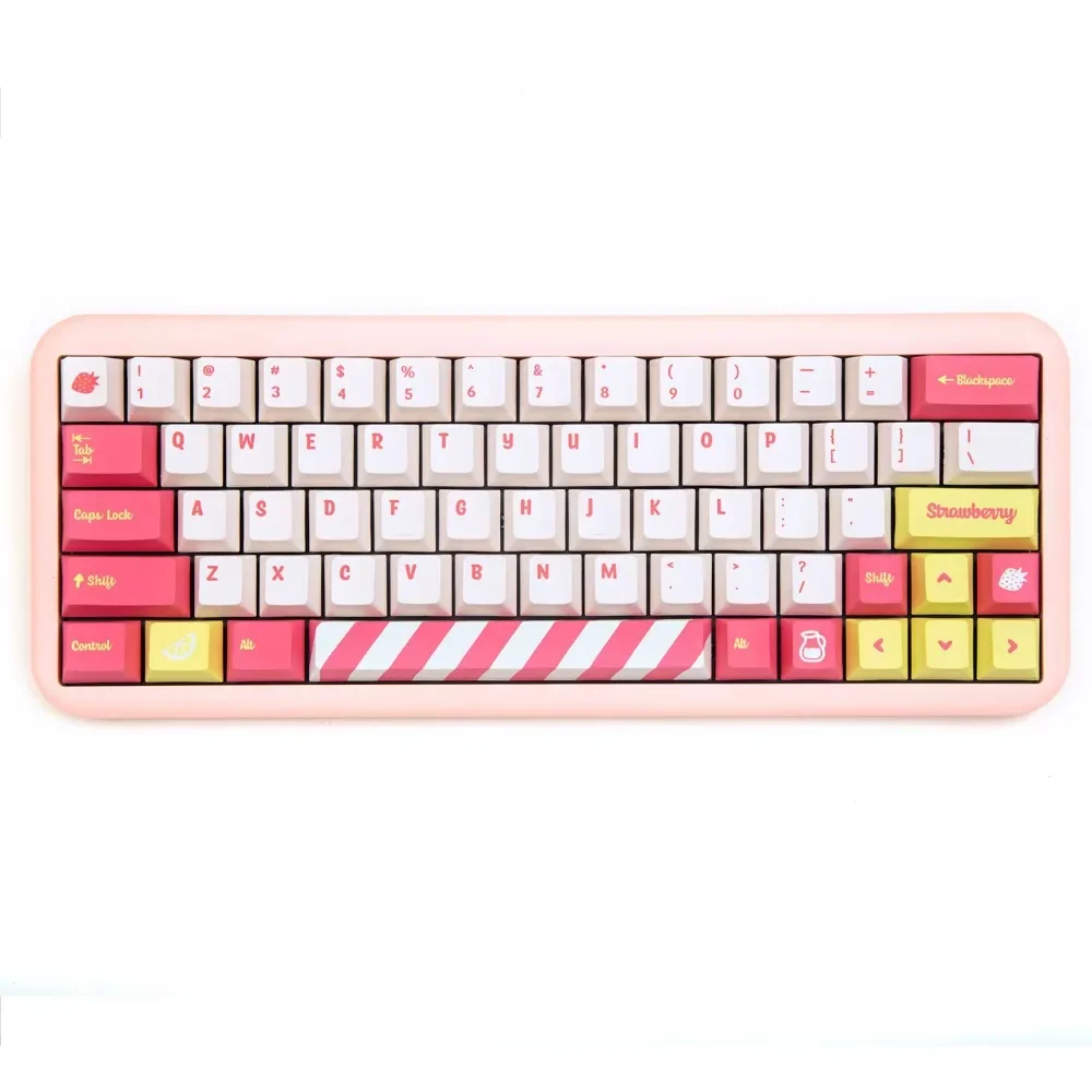 

Strawberry keycaps Lemon milkshake keycaps, original height PBT material keycap set for HI75 HI8 S99 F99 104 F87