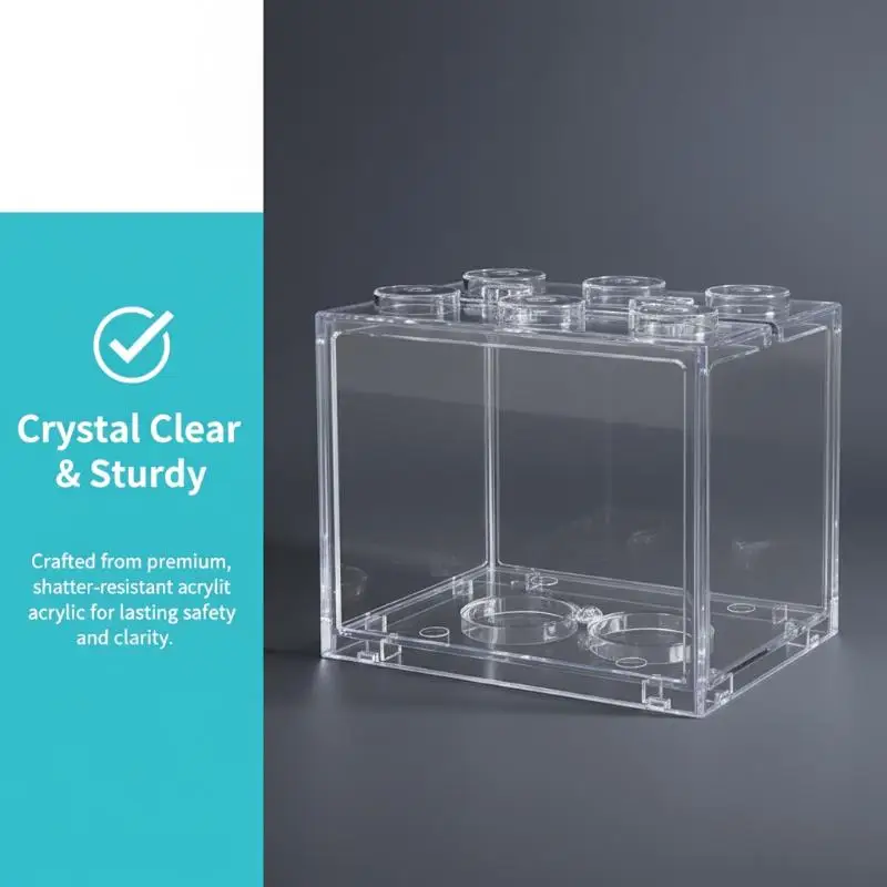 Mini Aquarium Acrylic Stackable Fish Tank Pet Box Transparent Reptile Breeding Container Home Decor Desktop Use