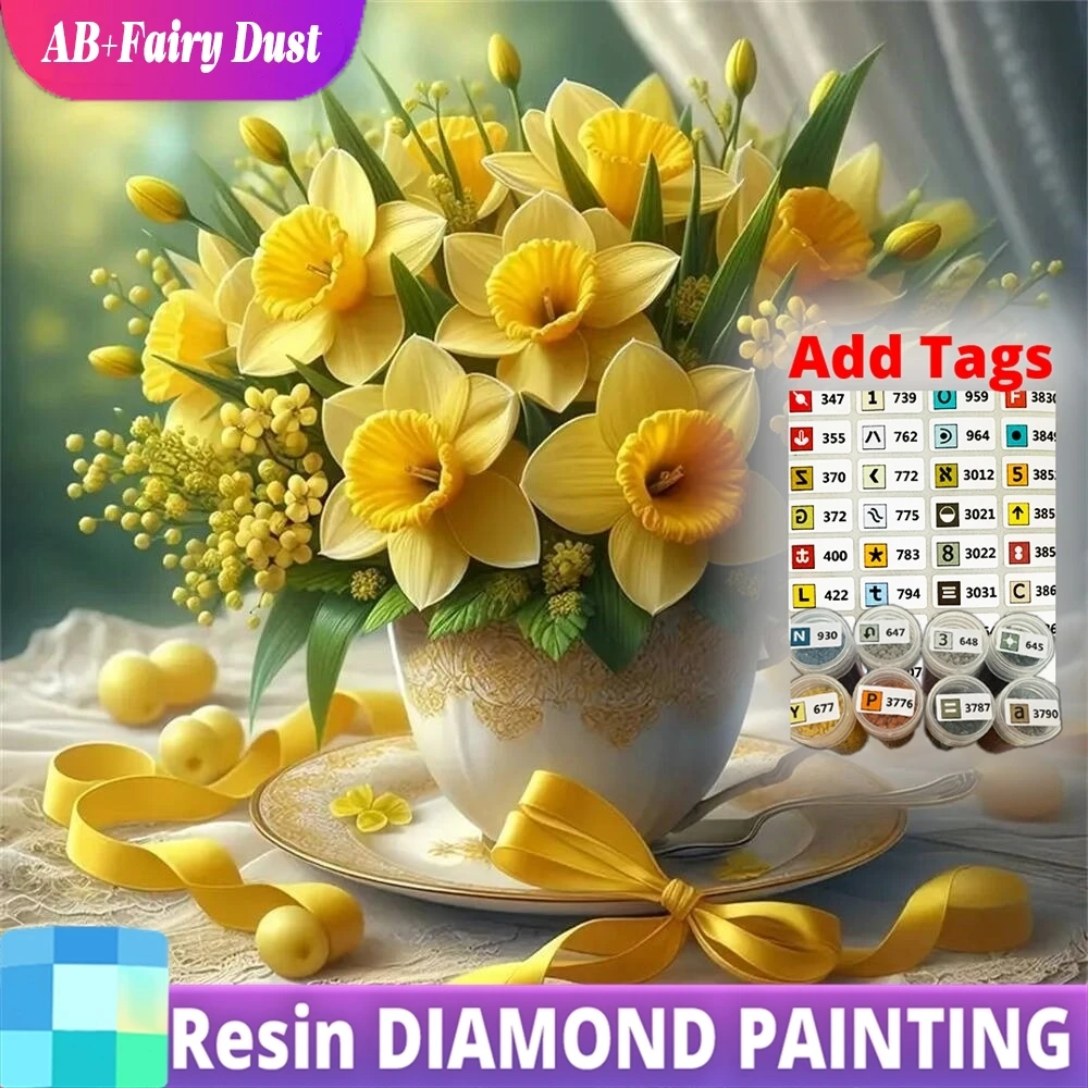 

Resin AB Fairy Dust DIY Diamond Mosaic Flower Acrylic Craft Supplies Painting Vase Suitable For Beginners Home Decor