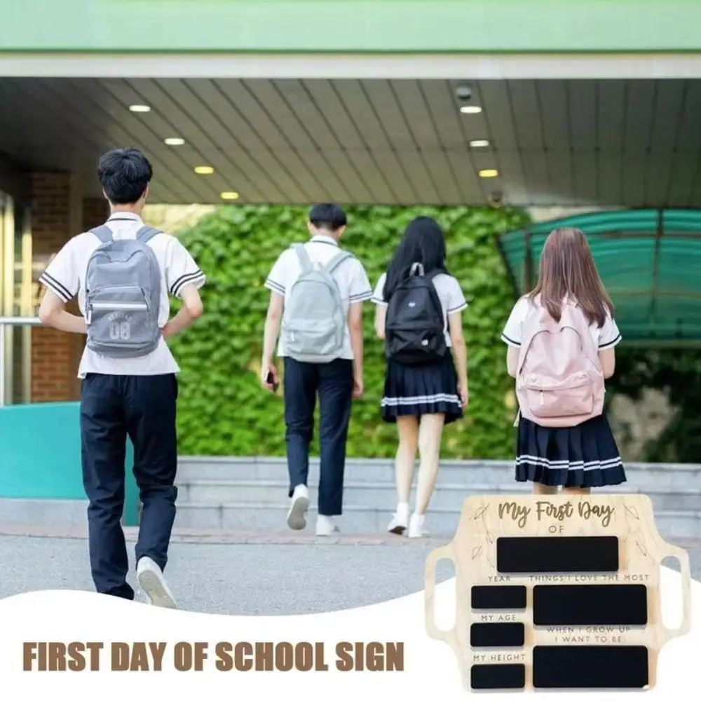 Wooden First Day Of School Sign Reusable With Handle Memory Photo Board Personalized Wooden Message Board Back To School