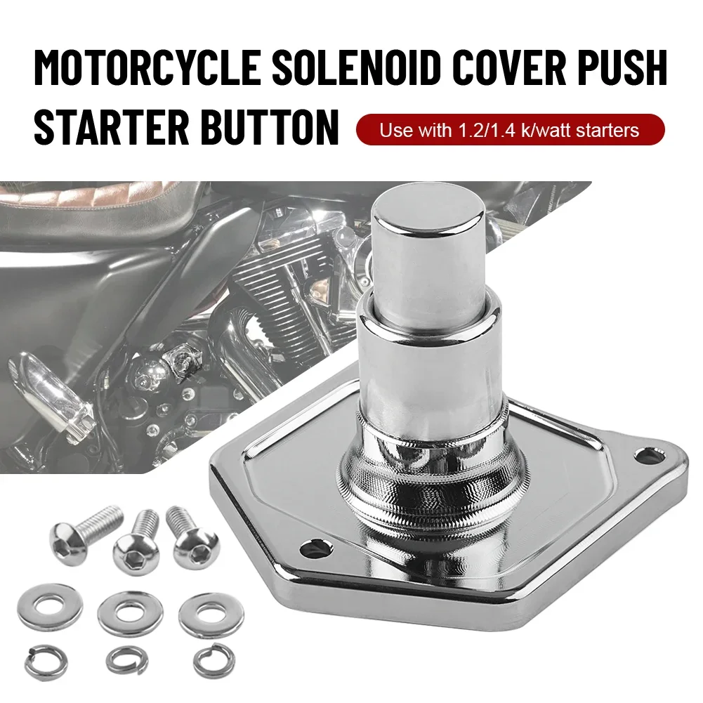 Motorcycle Solenoid Cover Starter Push Button For Harley Sportster Big Twin Dyna 1991-2018 Chrome