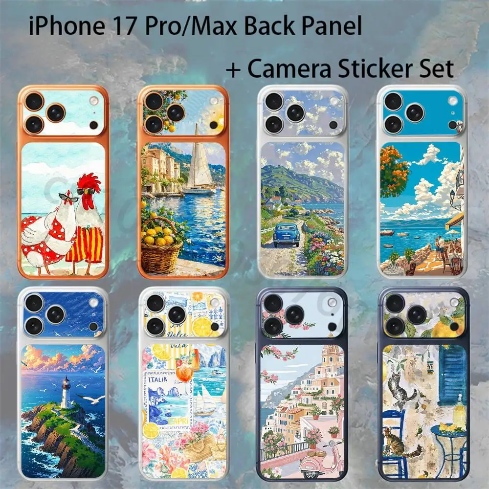 

Seaside Scenery Wine Lemon For iPhone 17 Pro /Max Battry Back Cover with Camera Decal Skin Rear Protective Sticker Film