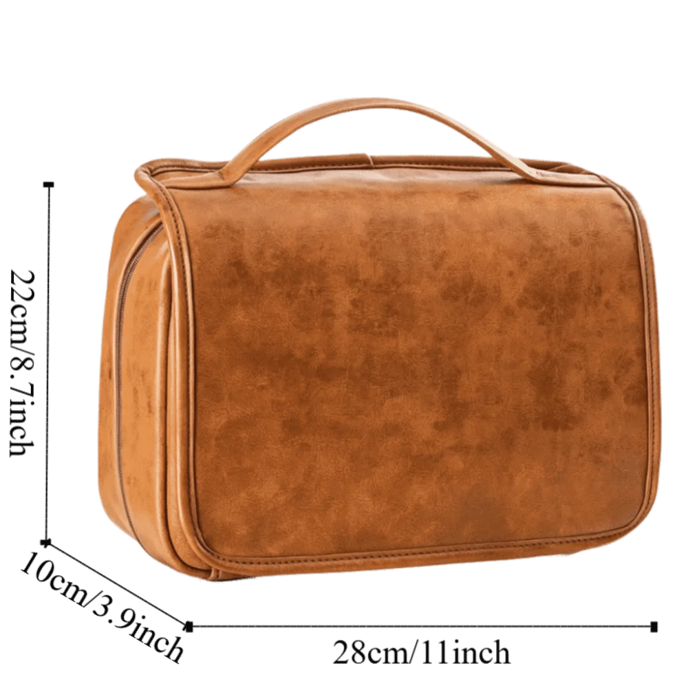 حقيبة مكياج متعددة الجيوب من جلد البولي يوريثان بتصميم مقاوم للماء 3 في 1 Dopp Kit حقيبة يد كبيرة الحجم من جلد البولي يوريثان هدية للرجال