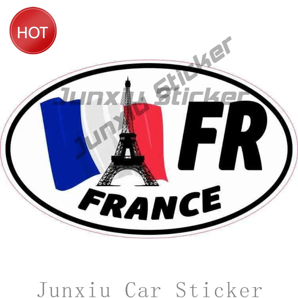 Oval Eiffel Tower France Flag Novelty Vinyl Sticker For Car Bumper And Suitcase Destination Graphic Travel Souvenir Decal