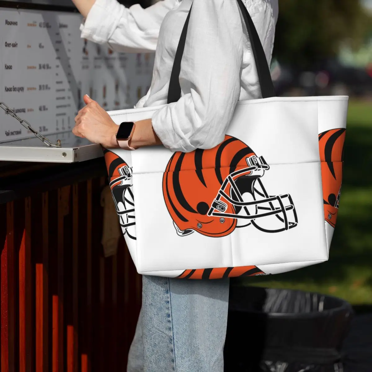 

Пляжная большая сумка в полоску с бенгальским шлемом Cincinnati, спортивная большая сумка для занятий йогой в тренажерном зале, женская дорожная сумка, сумка для фитнеса