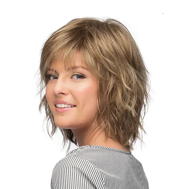 European and American wig women's new style with gradient white gold short curly hair, fashionable bob head curly hair wigs