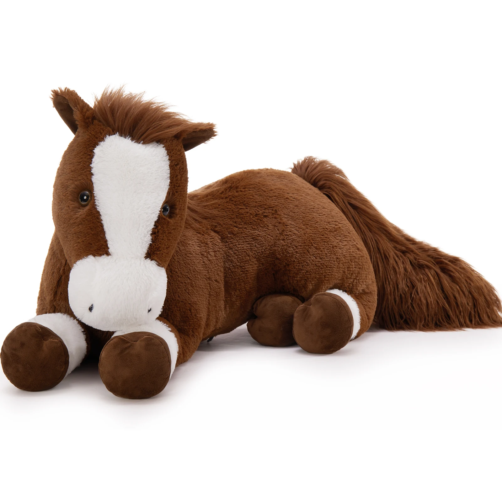 Tezituor 47 Inch Giant Realistic Horse Stuffed Animal, Hugging Soft 4ft Stuffed Pony Plush Pillow, Large Stuffed Horse Plush