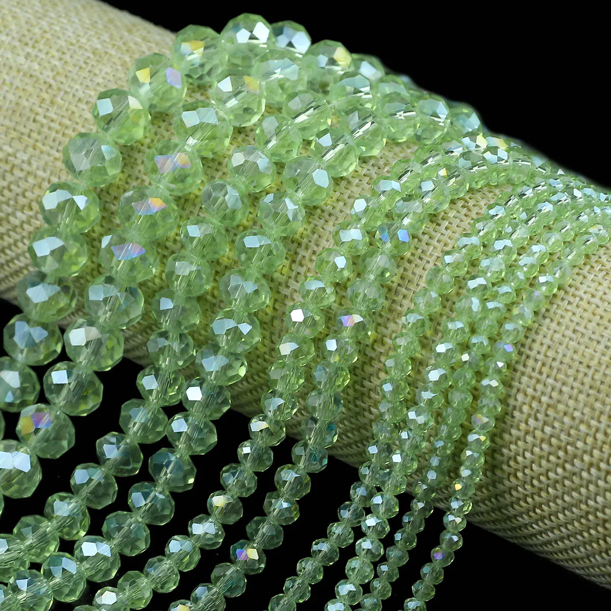 Austrian Crystal Light Green AB Color Faceted Flat Round Loose Spacer Beads For Jewelry Making DIY Bracelets Accessories 2-10mm