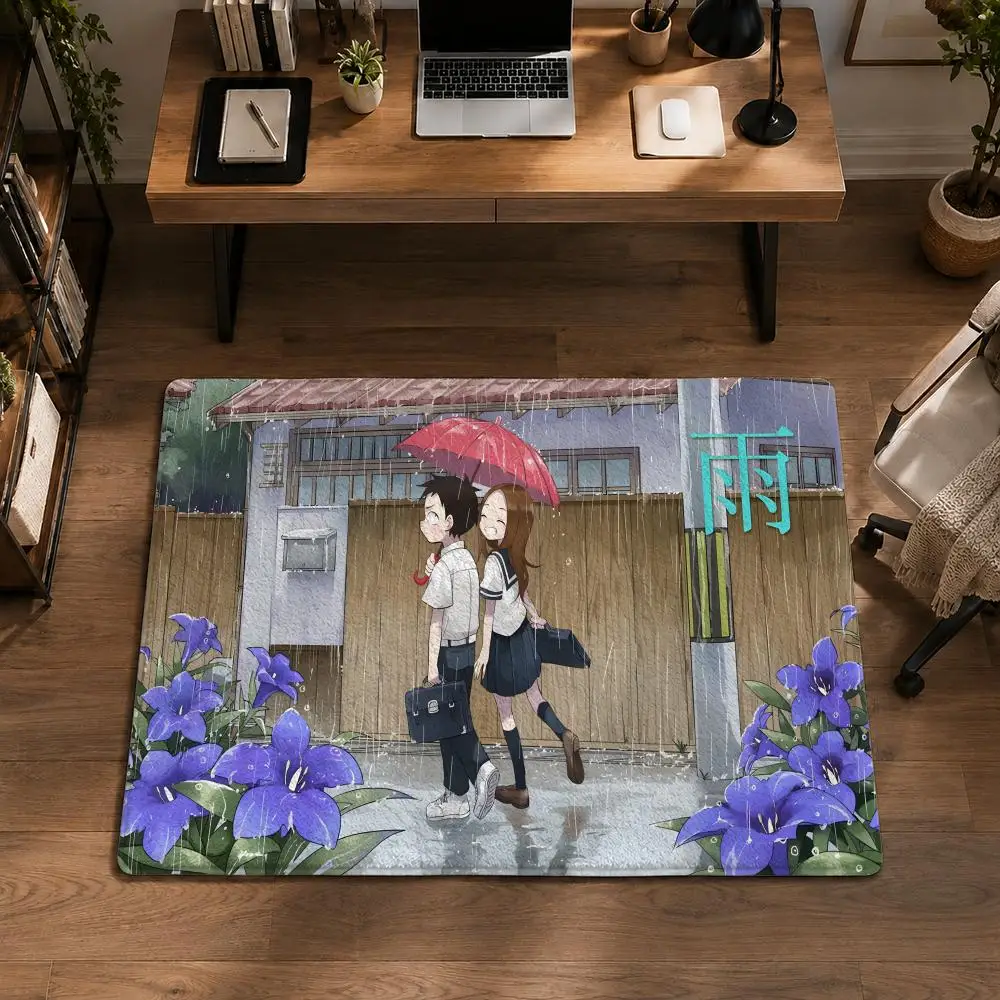 Teasing Master Takagi-san Floor Mat Flannel Non-Slip Washable Soft Rug For Bathroom Kitchen Bedroom Living Room Home Decor