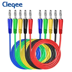 Cleqee P1043 5PCS Dual 4mm Bare Banana Plug Multimeter Test Leads 100cm Electrical Cable 1000V/10A 5 Colors