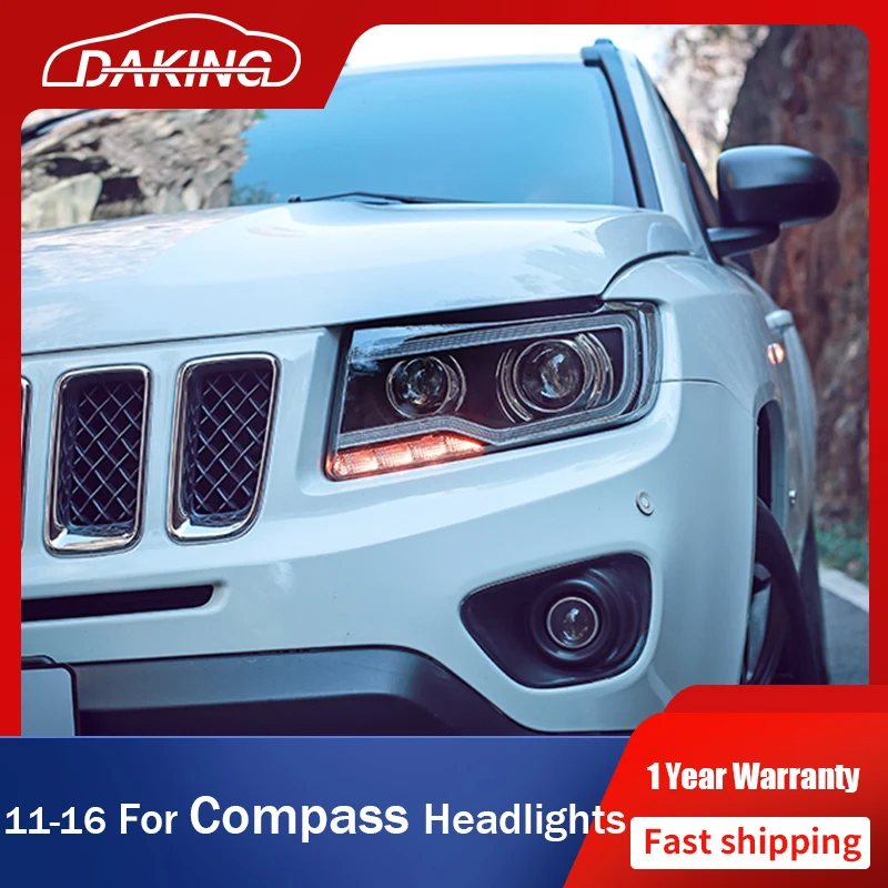 

Car Styling Head Lamp for Jeep Compass Headlights 2011-2016 Compass LED DRL Turn Signal Front Light Hid Bi-Xenon Lens Automotive