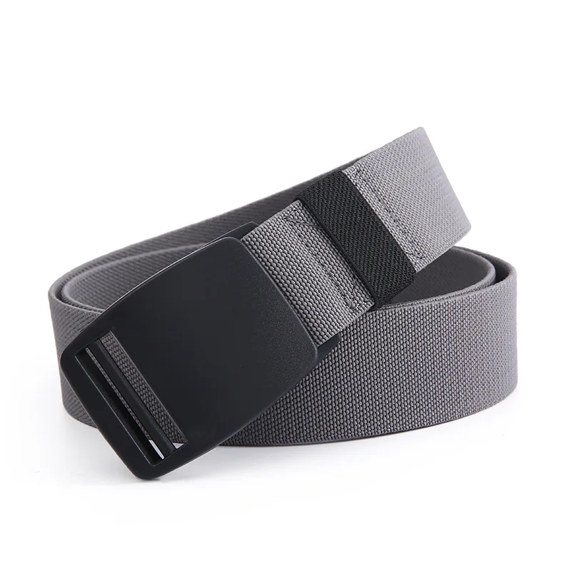 Men Canvas Belts Solid Color Men Luxury Brand Male Strap Fashion Trouser Belt Black Buckle High Quality Stretch Waistband DT051