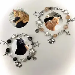 Pulseras matching de gato naranja y gato negro