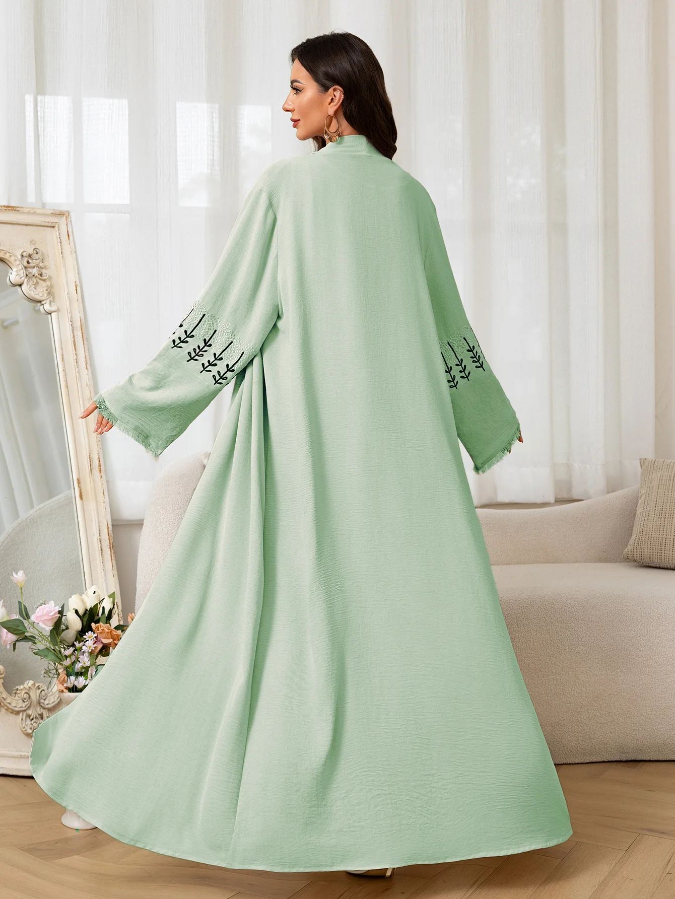 Eid musulman Abaya pour les femmes broderie à lacets Cardigan Abayas Ramadan marocain dubaï Jalabiya caftan robes arabe longue Robe 2025