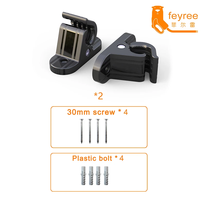 Feyree Universal Bracket Clamp Type 1 J1772 Type 2 Fixed Clip Screw Mount Holder Stand 2pcs for Portable EV Charger Electric Car