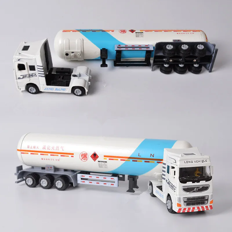 High Simulation 1:60 Alloy Trailer Tanker Model,Transportation Engineering Vehicle Toys,Sliding Transporter,Children\'s Toy Gifts