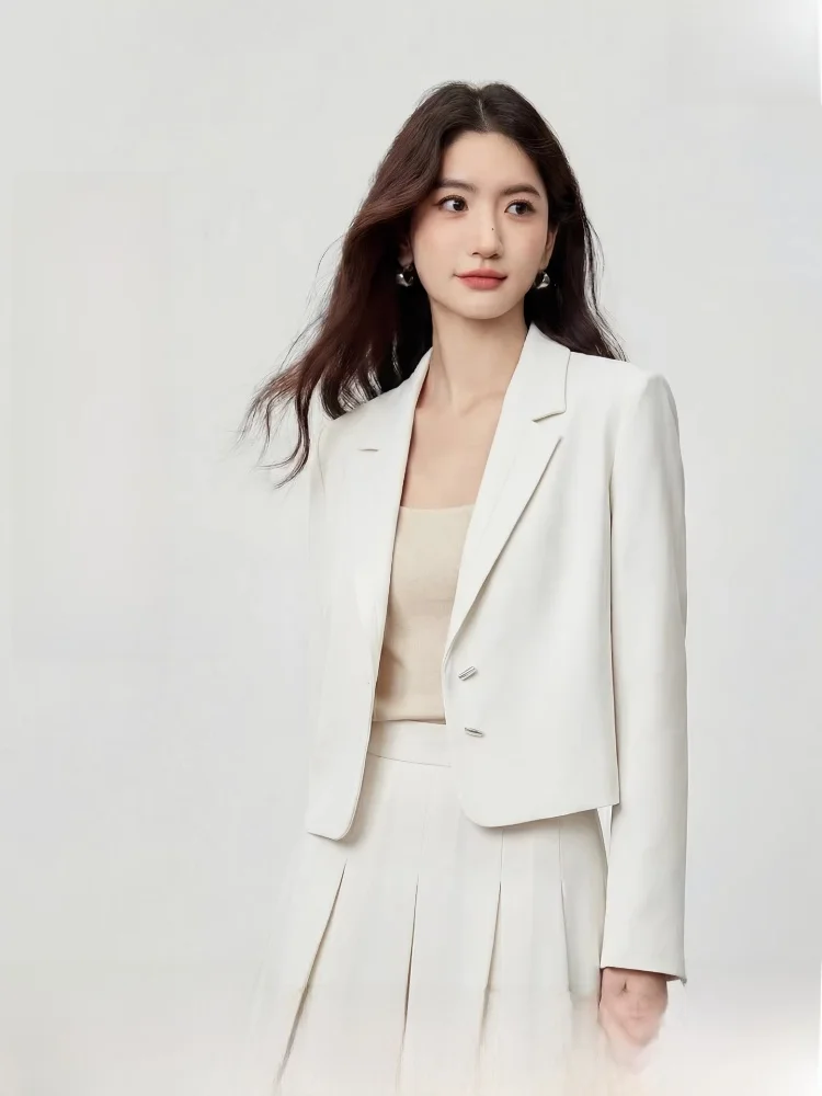 

ort Svel Jaet Women's Commute Sle Faionable Small Size Long Sve Turn-down Collar Button Detail Polyester Fiber