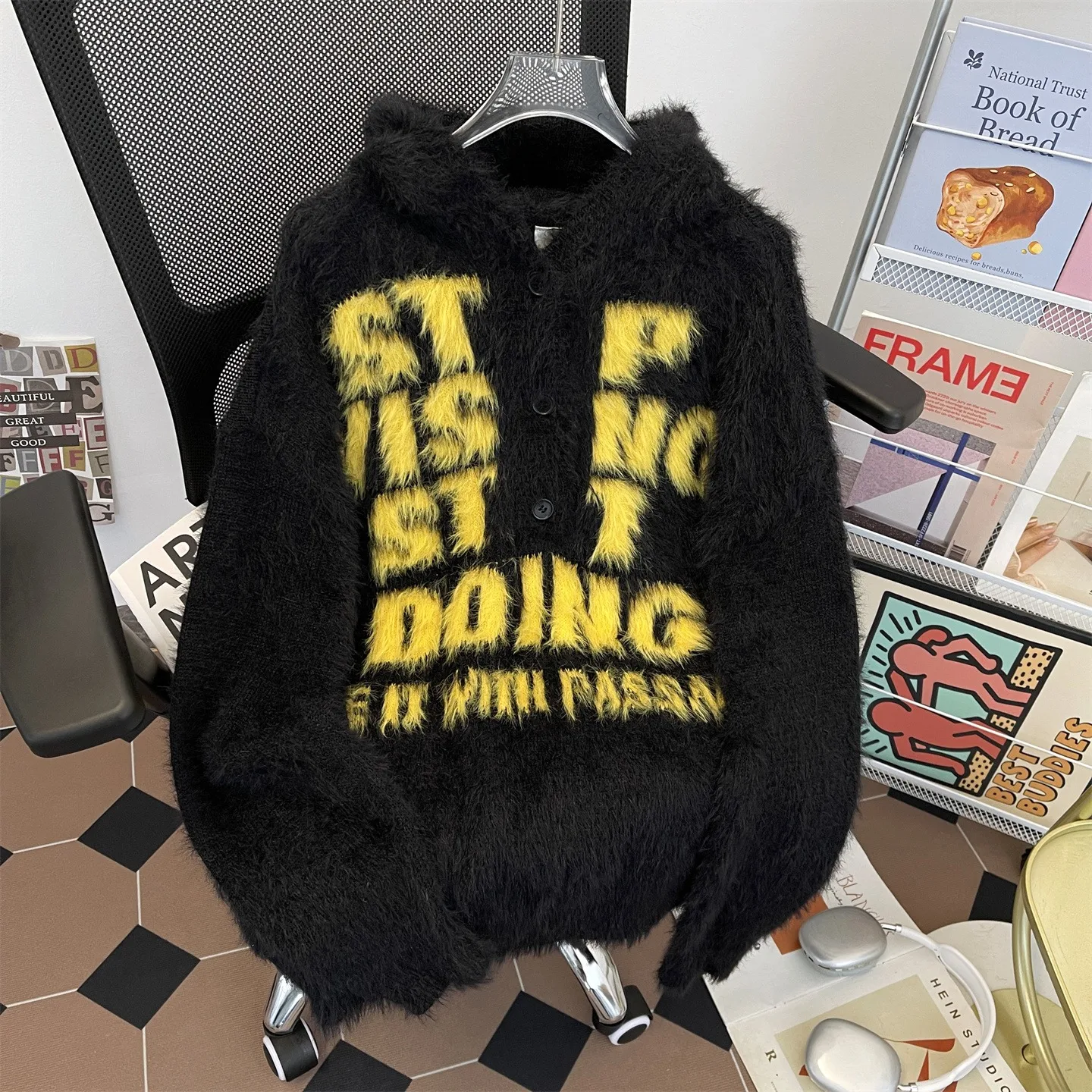 

Свободный свитер из искусственной норки с капюшоном для пар, осень-зима, трикотаж больших размеров, длинное волокно из полиэстера, узор в полоску све