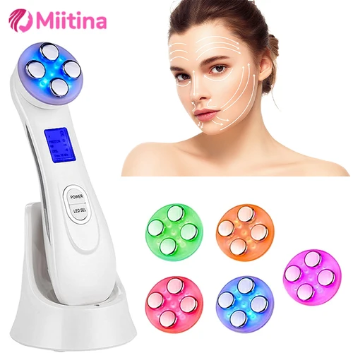 Mesoterapia Facial EMS 5 en 1, electroporación, fotones LED, dispositivo de belleza para el cuidado de la piel, estiramiento Facial, masajeador para eliminar arrugas