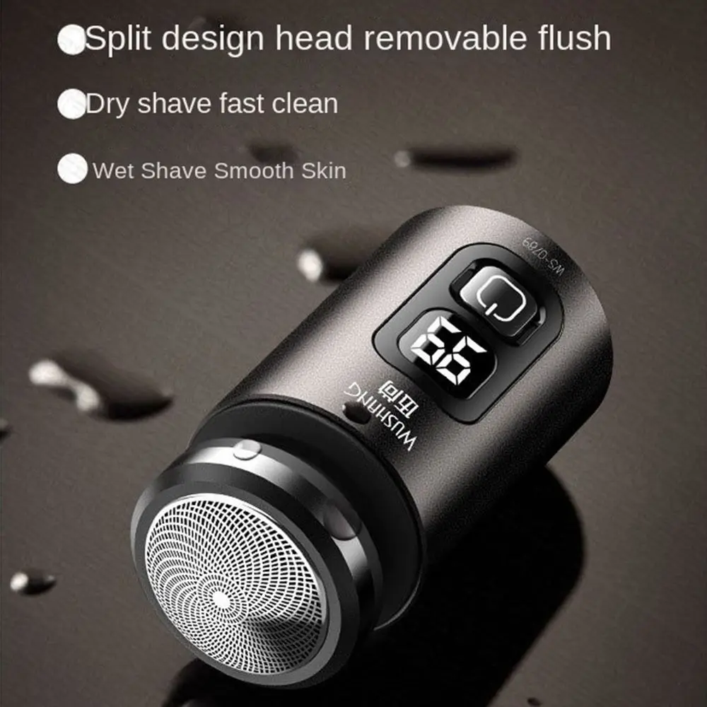 

LED Digital Men's Electric Shaver TYPE-C Rechargeable Dry Wet Dual Portable Rotary Razor Space-saving Waterproof Beard Trimmer