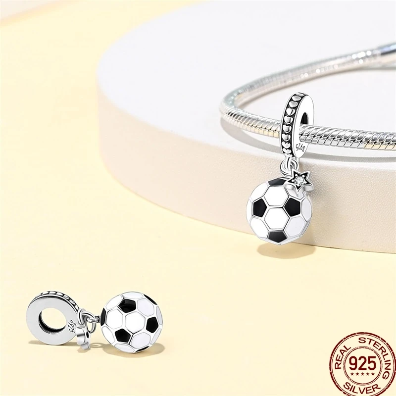 American Sports Series 925Sterling Silver Badminton Baseball Football Pendant Beads Suitable For 3MM Original Bracelet Diy
