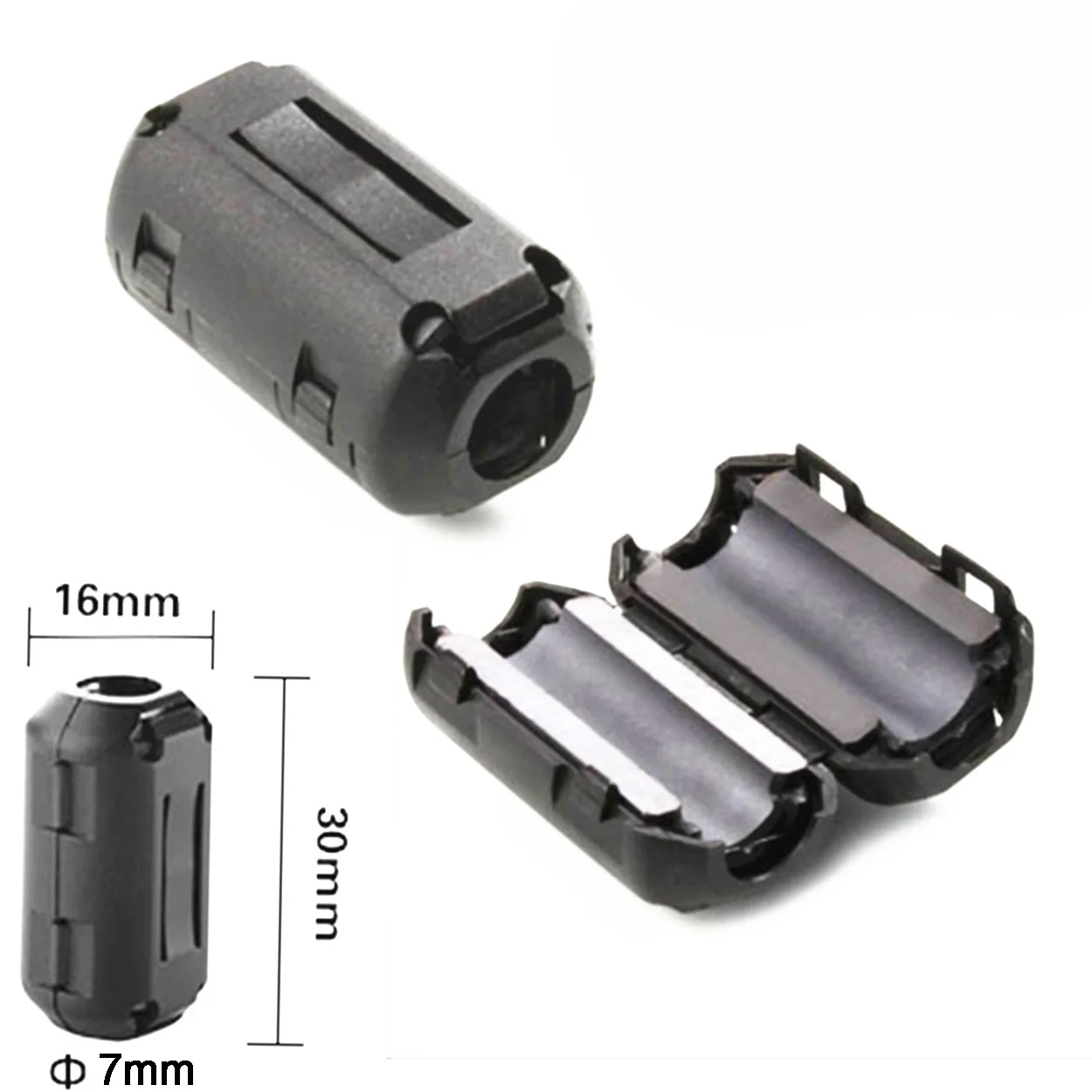 2piece Snap on Ferrite Core Cord Ring RFI EMI Noise Filter Suppressor Cable Clip for 3.5mm/5mm/7mm/9mm/13mm Diameter Cable