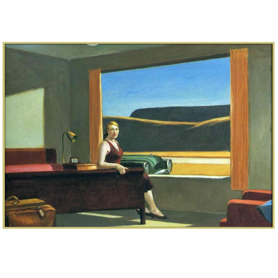 Obras de arte de Edward Hopper, motel occidental, reproducción de pintura hecha a mano de fama mundial, nueva pintura de figuras de estilo realista, decoración de pared
