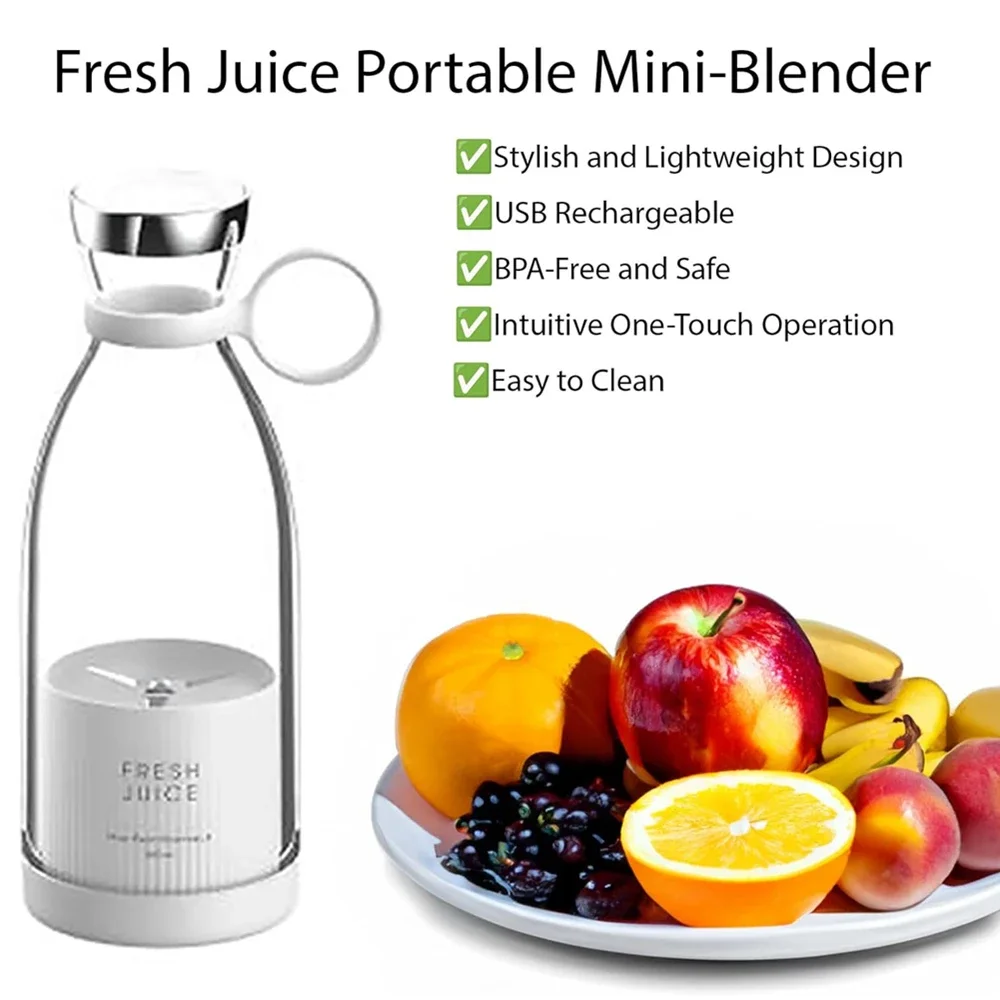 High Quality Home Upgraded Portable Juicer 350 Ml Mini Wireless Rechargeable Electric Fruit Blending Personal Size Blender Cup