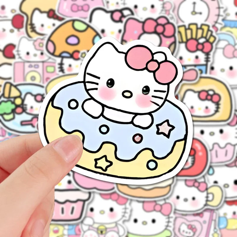 100PCS Sanrio Series Hello Kitty Stickers Cute Multi-purpose DIY Stickers Waterproof Decorative Refrigerator Computer Sticker