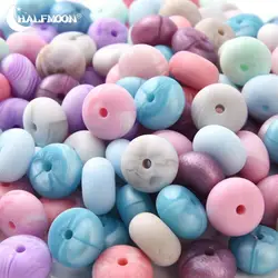 14mm 50Pcs Silicone Beads Food Grade Mini Abacus Saucer Loose Beads Baby Teether Necklace Pacifier Clip Jewelry Making Accessory