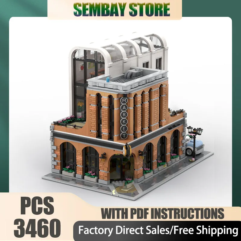

Modular City Building Model Moc Building Bricks Modular Brick Market Model Technology Blocks Christmas DIY Toy Construction Gift