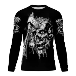 Męska koszulka retro z długim rękawem Horror Street Skull 3D Print O-neck Short Sleeve Skeleton Street Hip-hop Shirt Duży rozmiar Tops