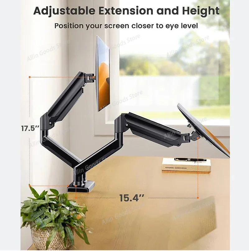 32-inch Adjustable Dual-screen Monitor Stand, The Holder Supports 360° Screen Rotatable, Bracket Suitable for Home Office