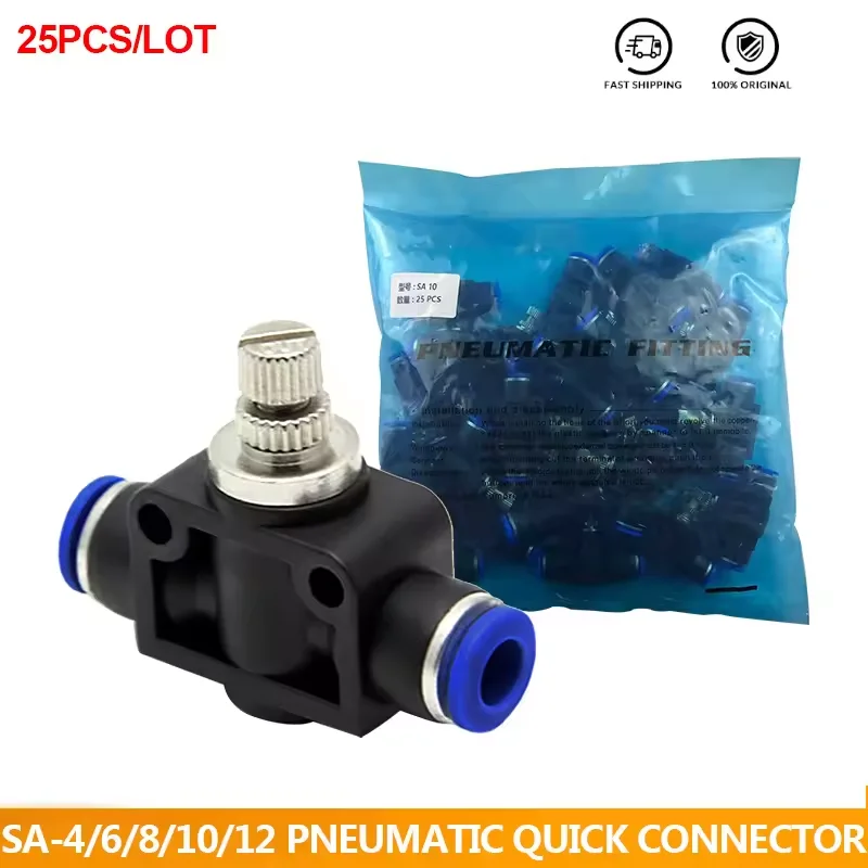 

50pcs SA Pneumatics Air Throttle Valve Speed Control Quick Release Hose Tube Water Connector Fittings Accessories 4mm 6mm 8mm