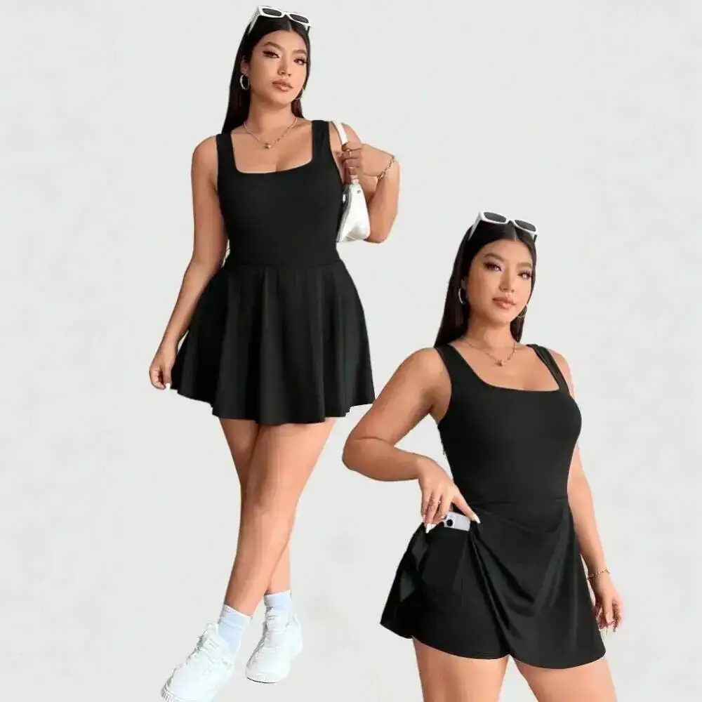 

Women's Simple Large Size and Elegant Style Dress for Spring and Summer 2025, New Square Collar Camisole Short Skirt Casual Y2k
