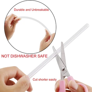 Clear Hard Plastic Straws مع فرشاة تنظيف، نظارات ستاربكس، 16 أونصة، 20 أونصة، ستانلي، YETI، 12 أفضل 12 مبيعات كأس ستاربكس - رقم 3