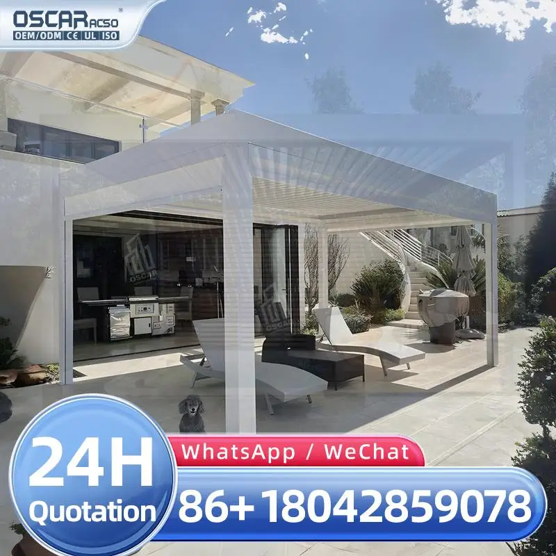 

Waterproof Louvered Outdoor Sun Gazebo Luxury Modern Garden Villa Roof pergola