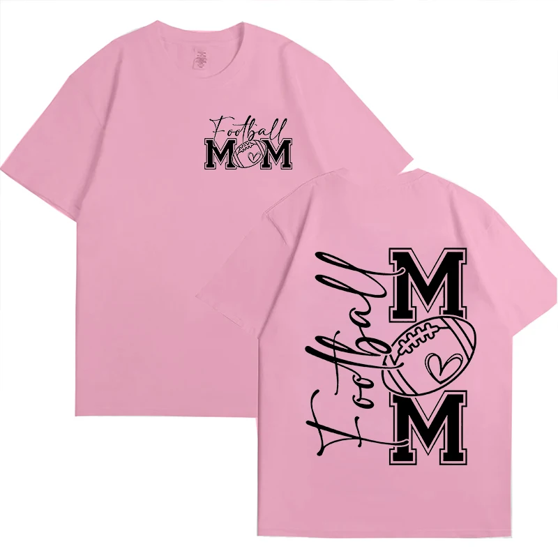 Football Mom T Shirt for Women Summer Short Sleeve Tees Front and Back Printed Graphic Tops Mother's Day Gift Female Clothing