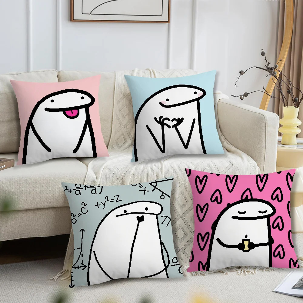 Cute Funny Cartoon F-Flork of Cows Meme Cushion Cover Soft Pillow Case for Sofa Living Room Home Office Decor Protective Covers