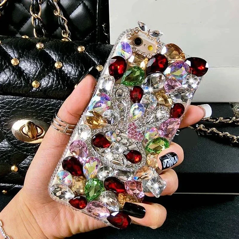 Custodia per telefono con strass di cristallo Bling, coniglio con diamanti, Cover per Xiaomi Redmi 13C 12C 13R Note 11 13 12 Pro Plus