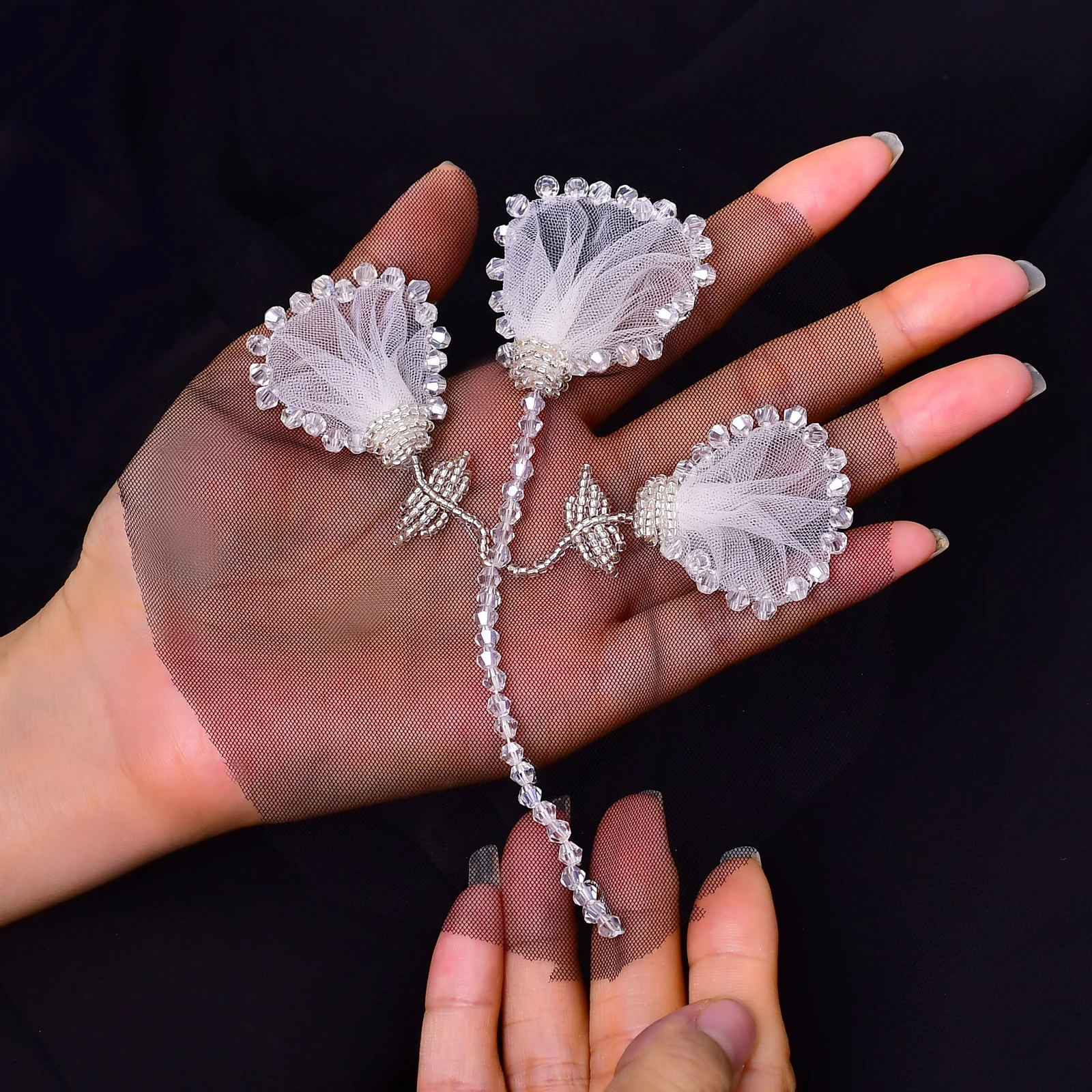 

Floral Costume Applique Black Mesh Flower Patch, Cuttable Wedding, Party, Everyday DIY Decoration - For Dresses, Hats SP242