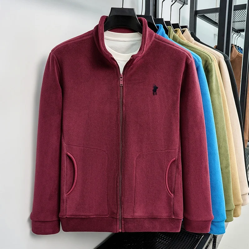 Modische Herrenjacke für Herbst und Winter, hochwertige, verdickte, warme Samtjacke, High-End-Marke Paul Pony, bestickte Jacke mit Reißverschluss und Stehkragen – Detail 24