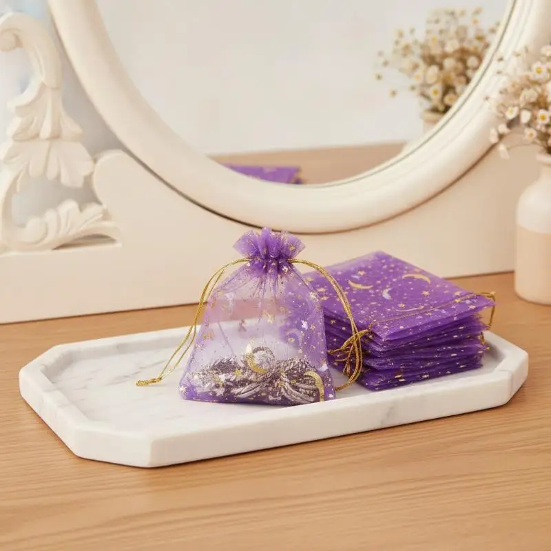 10 Stück 5 Größen Mond-Stern-Organza-Geschenktüten Schmuckbeutel Hochzeitsparty-Süßigkeitentüten Schmuckverpackung Großhandel Aufbewahrungsbeutel – Detail 9