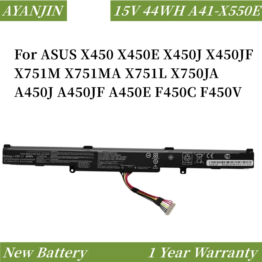 

A41-X550E 15V 44WH Laptop Battery for ASUS K550D K550DP D451V X550DP X550D F550D R752LJ R752LD R752LB R752M R752L R751J P750L