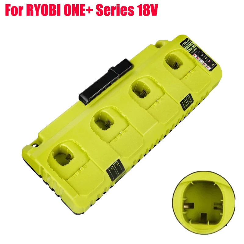 Portable Lithium Battery Charger 4-Bay Fast Charger with Dual USB Ports for RYOBI ONE+ Series 18V Ni-CD/Ni-MH/Li-ion Batteries