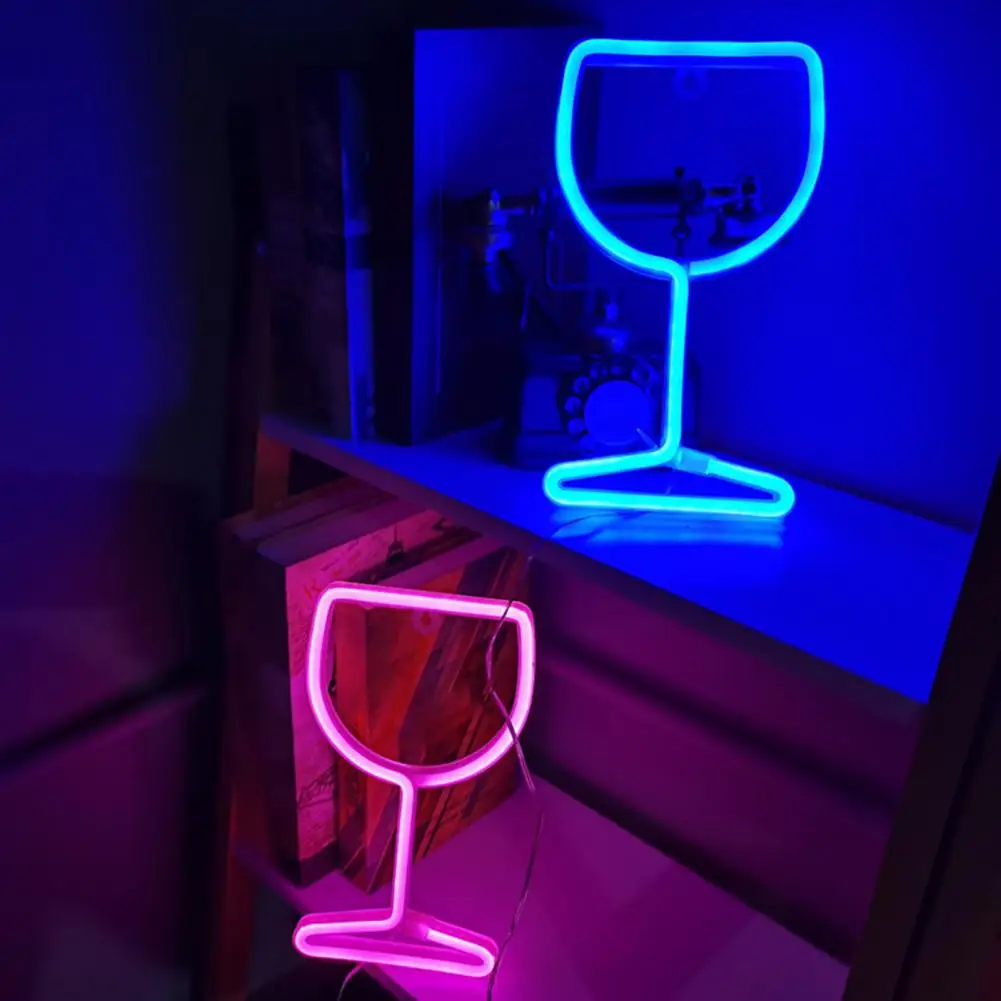 

Decorative Neon Light Led Neon Light Creative Wine Glass Neon Light Non-glaring Decoration Lamp