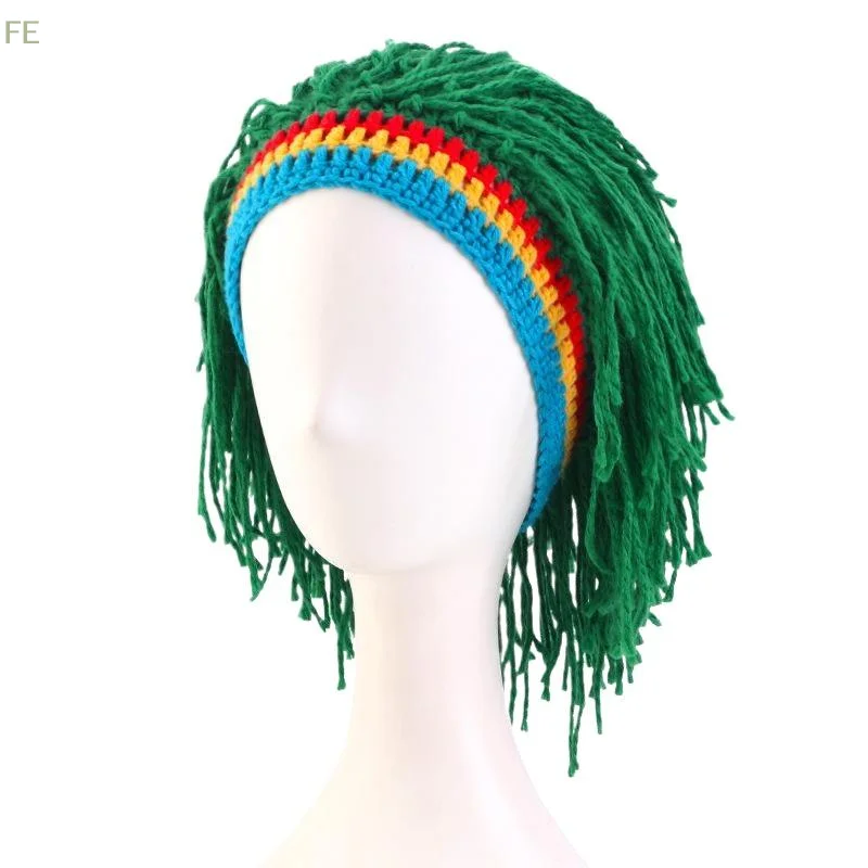 

[F] Men Women Synthetic Wig False Braid Dreadlocks Beanie Cap Handmade Crochet Hat Cosplay Party Headwear Warm Knitted Wig Hat