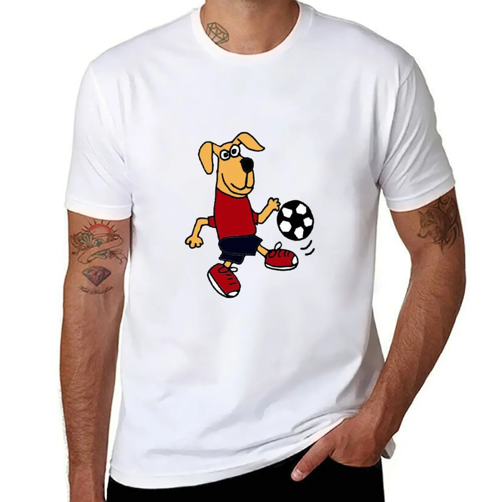 

Funky Brown Dog Playing Soccer T-Shirt t shirt man luxury man t shirt cotton t shirt man plain T-Shirt