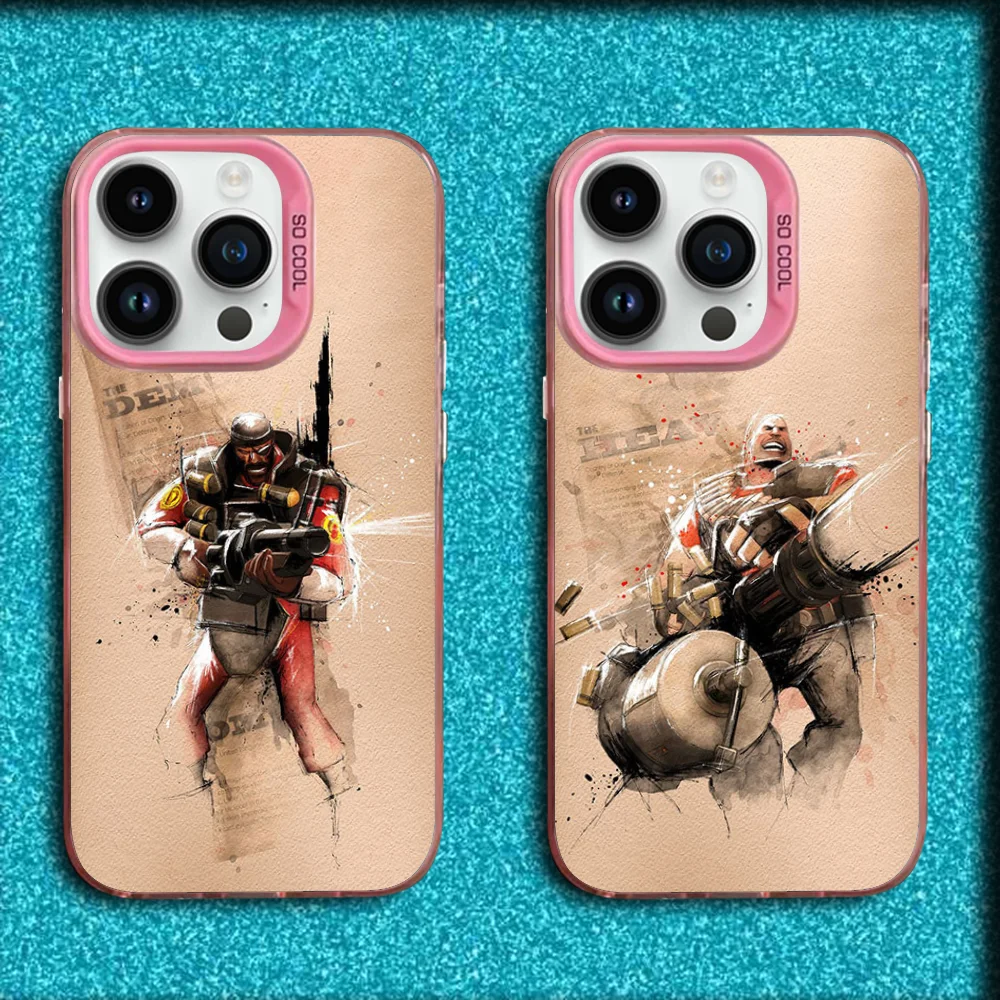 

Team F-Fortress 2 Game Phone Case For iPhone 16,15,14,13,12,11,Mini,Pro,MAX Pink Matte Silicone Cover